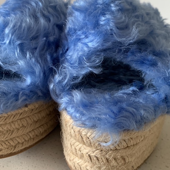 🦋 MIU MIU Wedge Shearling Fur Platform Espadrille Sandals Italian NWOT🦋 - Picture 7 of 10